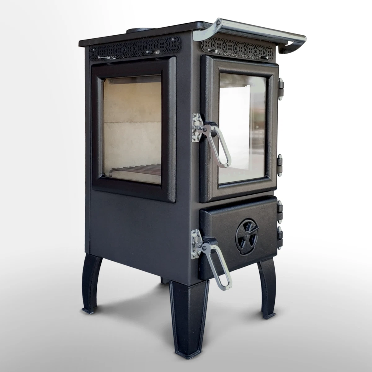 Stove 304-3D Mini Fireplace Matte Black Heat-Resistant Glass Wood Burning  Stove | eBay