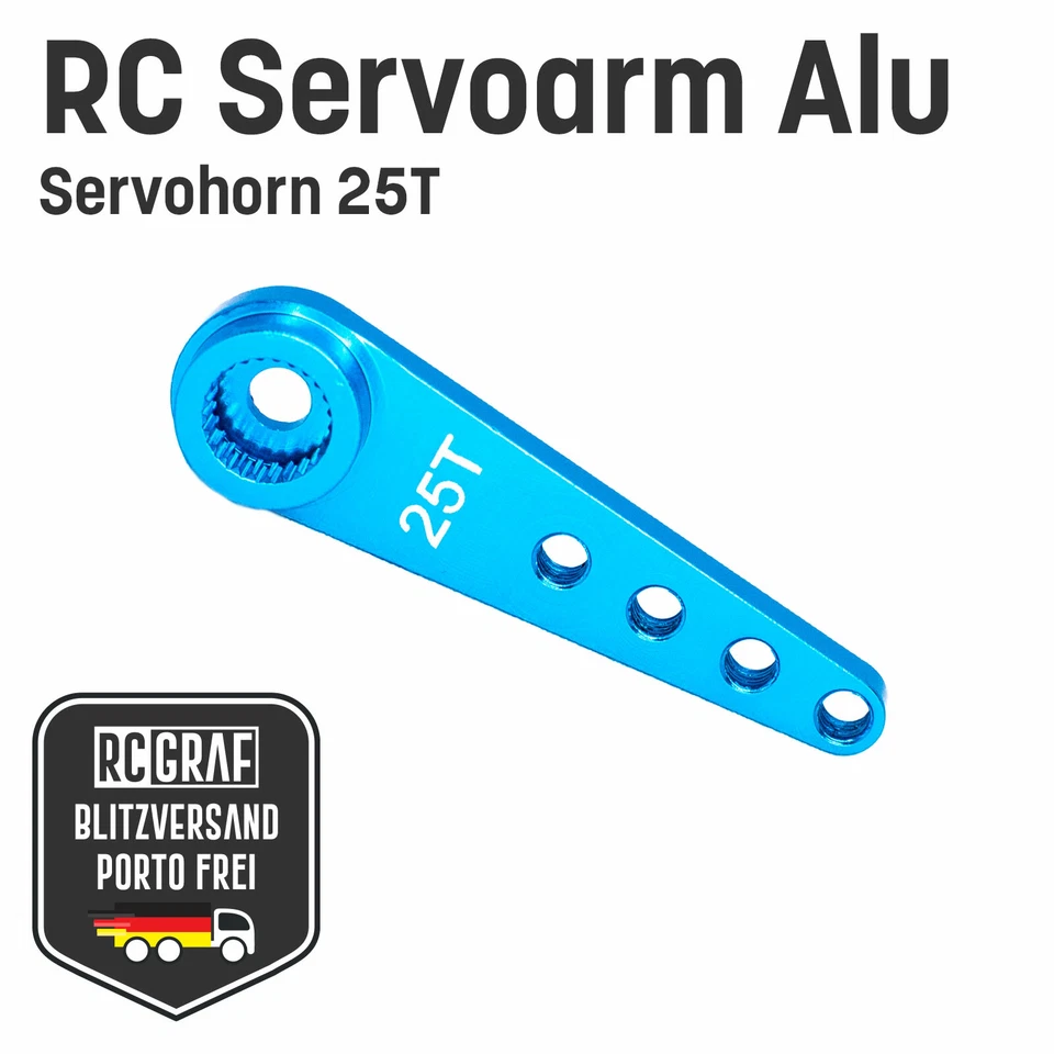 RC Servoarm Servohorn Crank 25T Servohebel Alu Rot Blau Schwarz - Bild 3 von 4