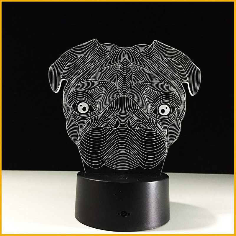 8X (3D ilusión Lindo Perro Cachorro Pug luz de noche 7 LED De Cambio De Color Escritorio C9Y9) 8X (3D ilusión Lindo Perro Cachorro Pug luz de noche 7 LED De Cambio De Color Escritorio C9Y9)