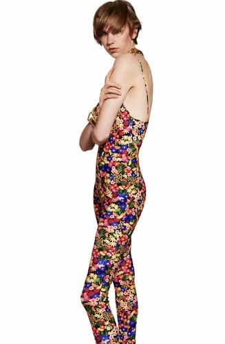 XF ZARA PRINTED STRETCH JUMPSUIT FLOWER FLORAL FESTIVAL LYCRA M MEDIUM 10 6 38 - Picture 12 of 12