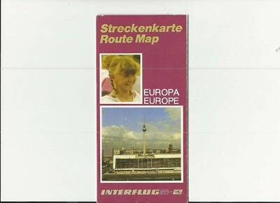 INTERFLUG Streckenkarte Europa Route Map 1988