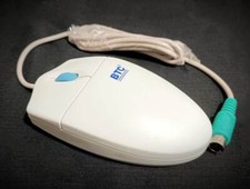 BTC 3 Button Mechanical PS/2 Mouse with Scroll Wheel White TESTED VERY CLEAN