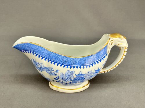 Antique Royal Worcester Chinoiserie BLUE WILLOW Gravy Boat c. 1891 - Picture 2 of 13