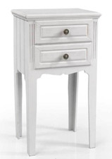 COMODINO LEGNO 2 CASSETTI SHABBY CHIC PROVENZALE BIANCO PERLA 69*38*28 cm