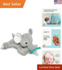 JollyPop Elephant Pacifier and Plush Holder - Safe, Detachable, Machine Washable