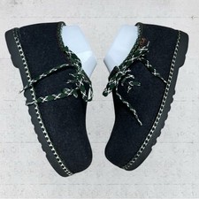 Wild N Wooly By Stegmann Black Wool Felt Lace Up Clogs Size 8 Comfort