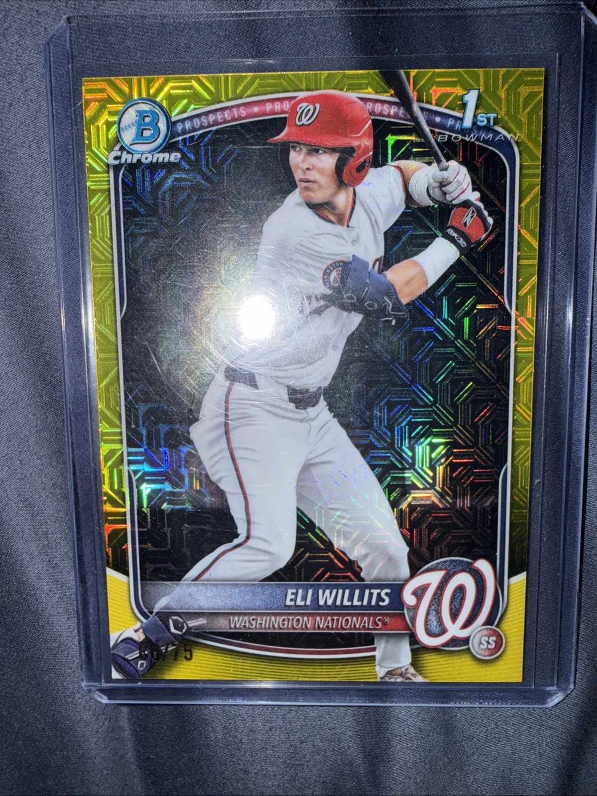 2025 Bowman Draft - Chrome Eli Willits #BDC-1 Yellow Mojo Refractor /75 (RC)