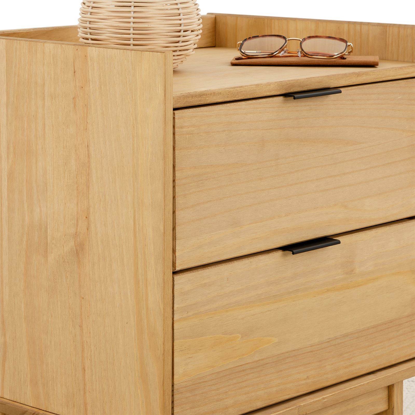 Table de chevet TEPERA en bois massif laqué avec 2 tiroirs pour une chambre chic - 3