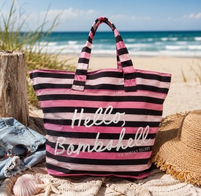Victoria's Secret Limited Edition 2015 Hello Bombshell Striped Tote Beach Bag