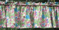 Bird Valance - Floral Kitchen Curtain - Cottage Garden Sunroom Window Topper