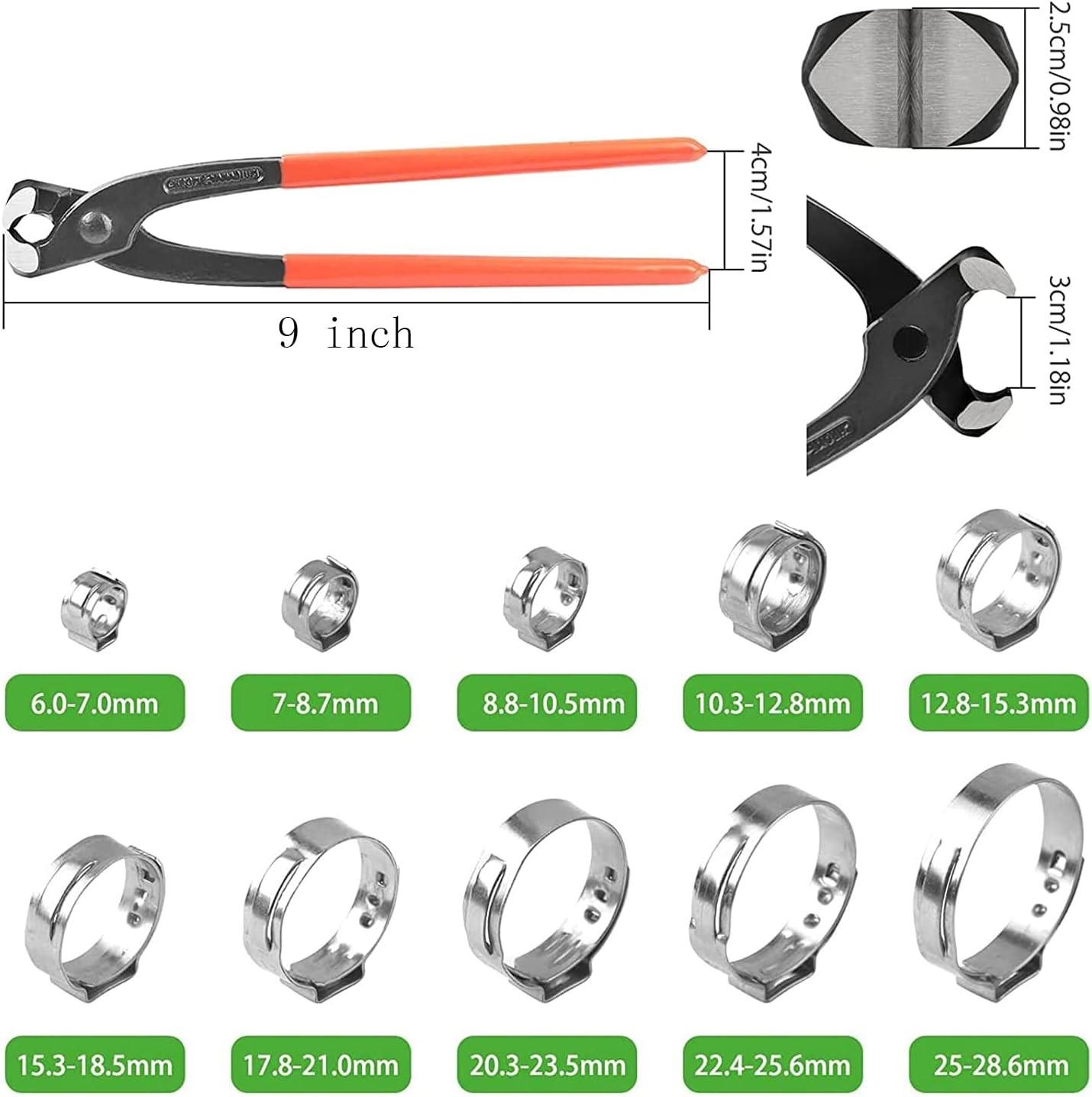 9 Inches Ear Clamp Pliers Pinch Pliers, Black + Red 