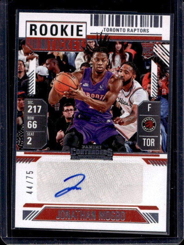 2024-25 Panini Silhouette Jonathan Mogbo Rookie Season Ticket Auto #/75 Raptors