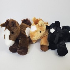 Aurora Flopsie 3 Horses - Brown, Black, Tan Plush Floppy Stuffed Animals
