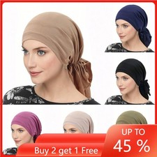 Women Hijab Pre-Tied Cap Head Wrap Chemo Hat Muslim Turban Hair Loss Hat Wrap
