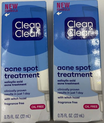 2PK Clean & Clear Acne Spot Treatment ~ 0.75 FL OZ. EACH ~ Oil Free ~ EXP 7/27