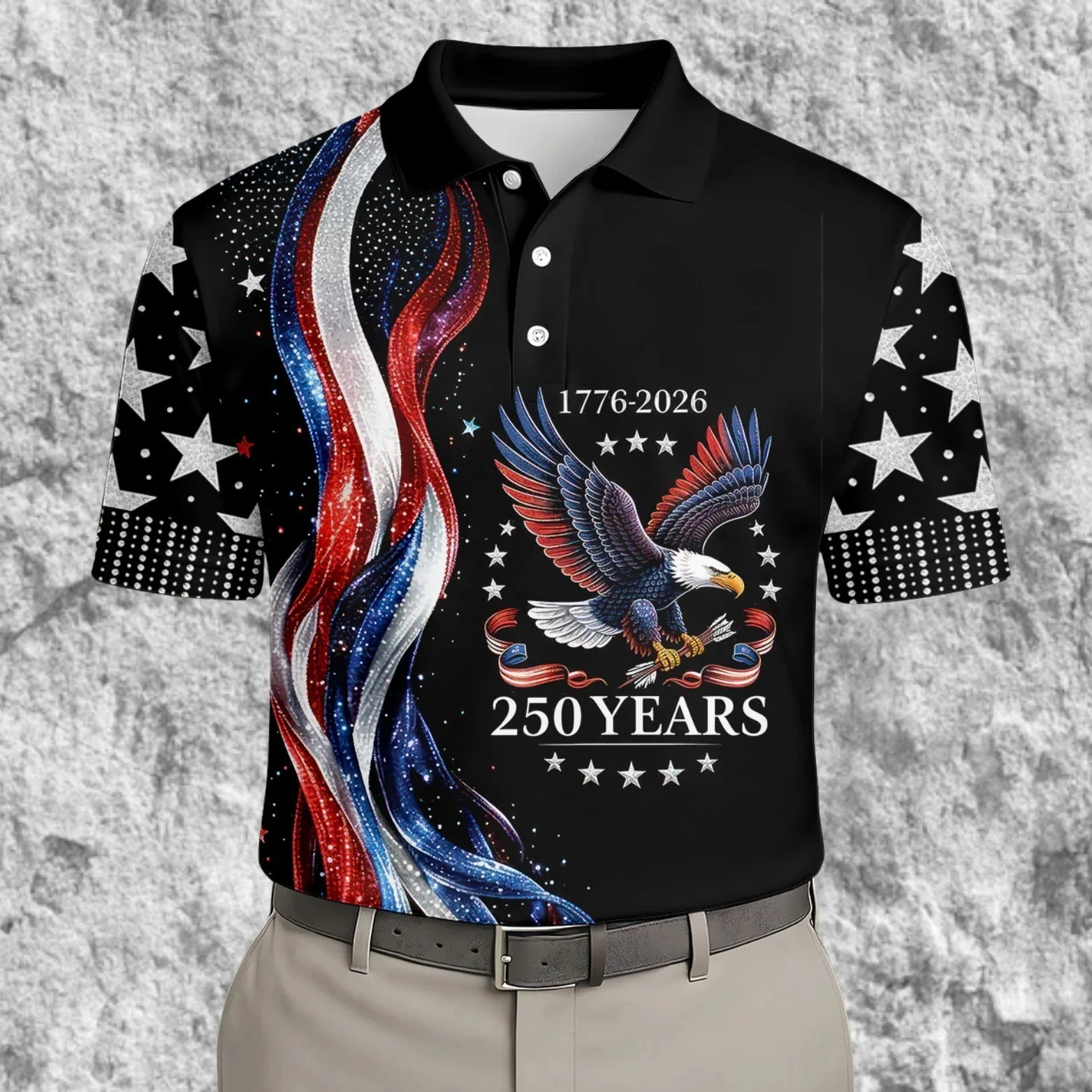 USA 250th Anniversary Bald Eagle Polo 1776–2026, 4th of July Shirt