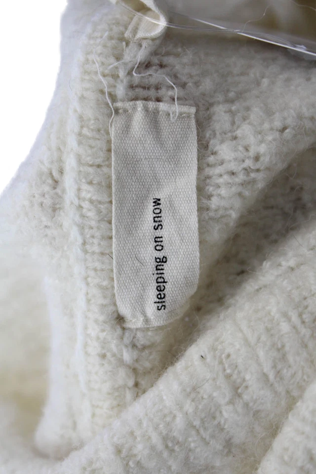 Cárdigan de mujer Sleeping On Snow con cuello de lana y cinturón manga larga blanco talla S Foto 4 de 4
