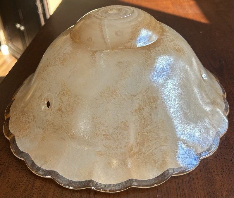 Vintage Lamp Shade Hanging Glass Iridescent Scalloped Edge 11 in