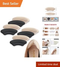 Soft Flexible Heel Grips for Perfect Fit - Comfort Pads for Shoes, 4 Pairs