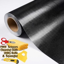 10 Ft X 2 Ft Gloss Black 4d Carbon Fiber Vinyl Wrap Bubble Air Free 120 X 24