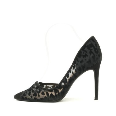 Jessica Simpson Damen High Heels EU 39,5 Leopard Schwarz Mesh, Wildleder Pumps