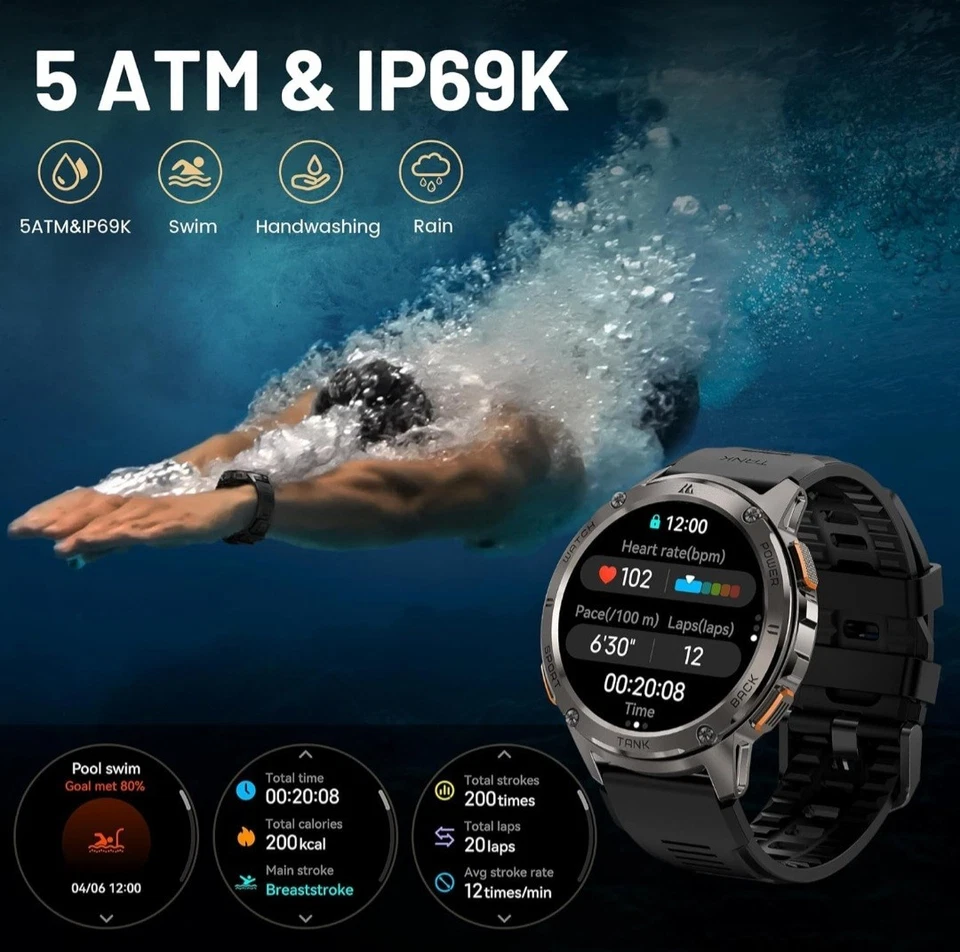 KOSPET Tank T3 GPS Smart Watch for Men-Pressure/Altitude/Compass, Extra-Large... - Image 4 of 4