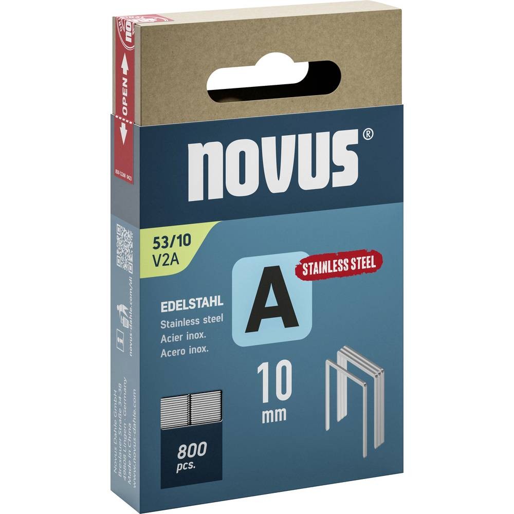 Agrafes fil fin Type 53 Novus 10mm consommables agrafeuse bois tissu carton, boîte de 800 pièces