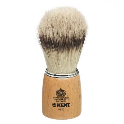 Kent Brushes VS70 Large Wooden Shaving Brush - Natural Pure Bristle