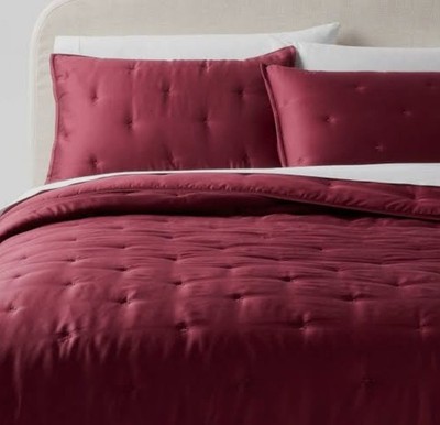 Full/Queen TENCEL Comforter and Sham Set Wine Red - Threshold