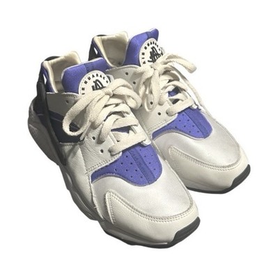Nike Air Huarache Low Top Lace-Up Athletic Sneakers White Purple Black