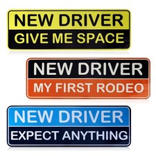 3pcs Student Driver Car Magnet 9.8 x 3.35 inches, Black, Yellow, White