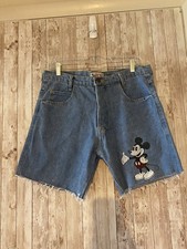 Mickey Mouse Denim Shorts Vintage Disney size Medium 5 button fly made USA jean