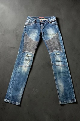 Straight Leg / Slim Fit Jeans, W31, Denim Biker Optik   Distressed