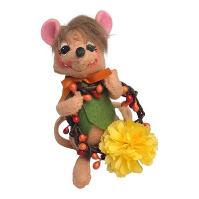 Annalee Doll 2014 Fall Autumn Mouse 4.5'' Holding Wreath & Flower Harvest Decor