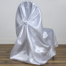 6 White SATIN UNIVERSAL CHAIR COVER for Wedding Banquet Reception Decorations