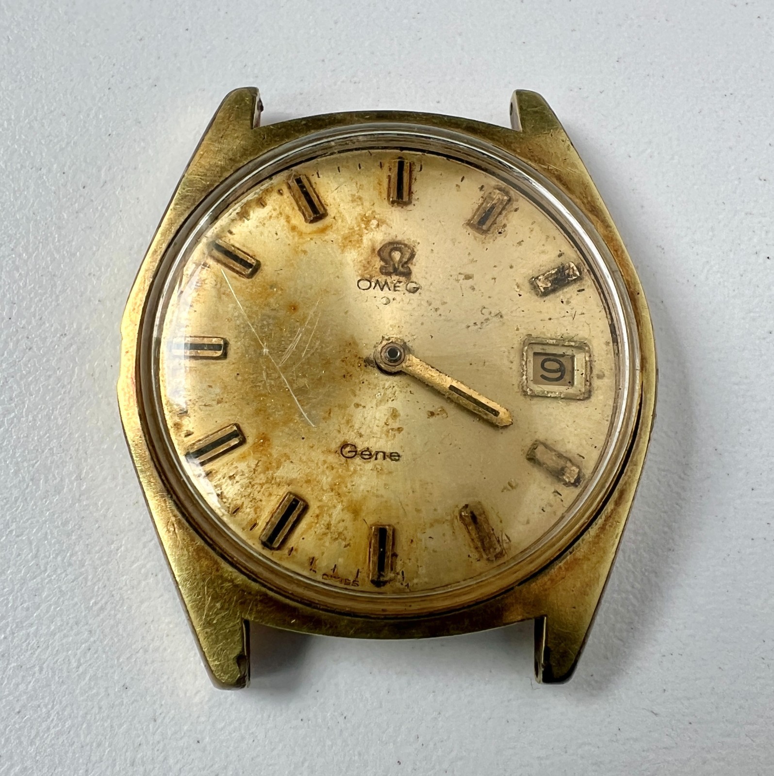 OMEGA Geneve Cal 565 Automatic Watch Vintage Mens 166.041 Gold Dial To Restore