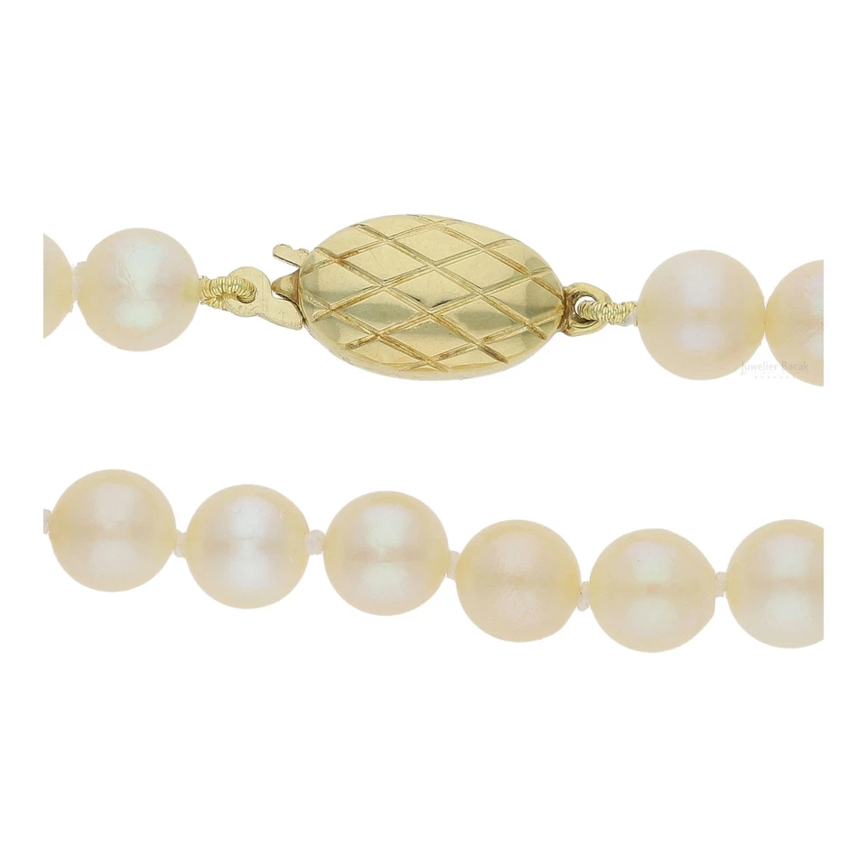 Echte Perlenkette Zuchtperlen Salzwasser Akoya, Second Hand, getragen - Bild 2 von 3