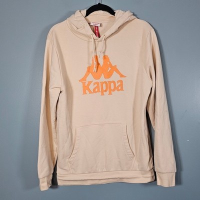 Kappa Mens Tan Hoodie Sweatshirt Medium Omini Logo Kangaroo Pocket Long Sleeve