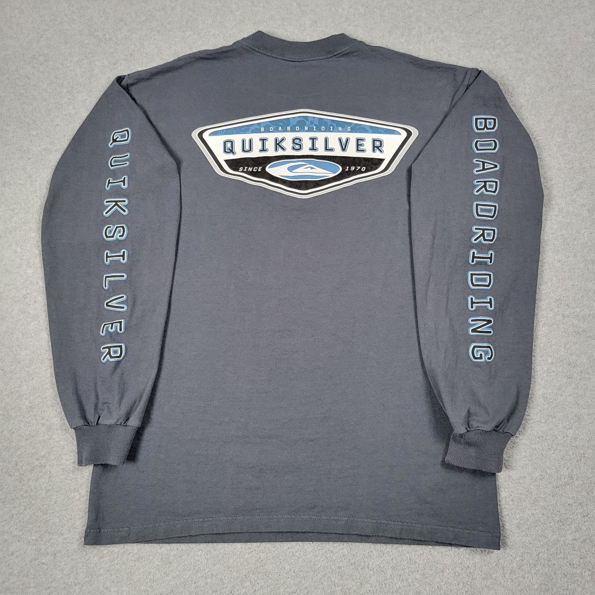 Vintage Quiksilver Shirt Men Medium 90s Long Sleeve Tee Big Logo