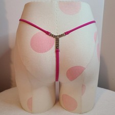 VTG Secret Treasures Silky Satin Rhinestone V-string Thong Panty Lg