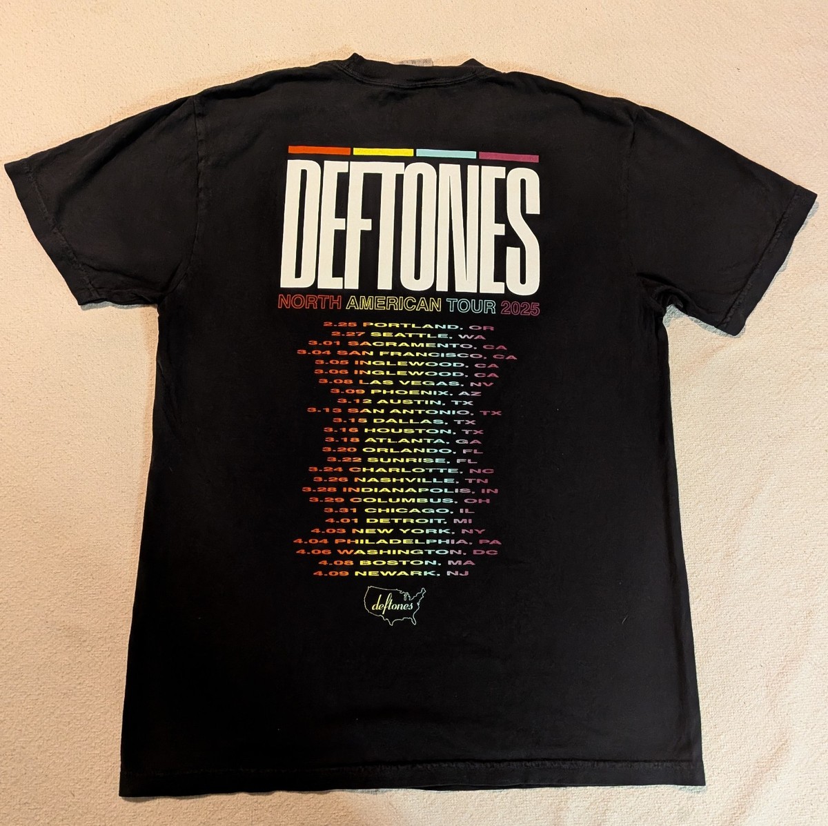 Deftones 2025 Black Tour T-Shirt Size XL Official Merch Brand New