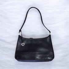 Vintage Brighton Black Pebbled Leather Shoulder Bag Purse 12x8x3.5"
