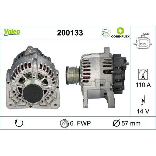 Alternateur Valeo 200133 avec technologie Core-flex pour une stabilité électrique maximale