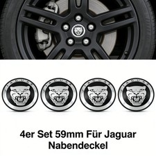 4x JAGUAR Alloy Wheel Centre Caps 59mm Bolack Badge