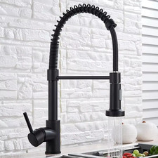 Spring Brushed Nickel Kitchen Faucet Deck Mounted Mixer Tap 360 Degree Rotation