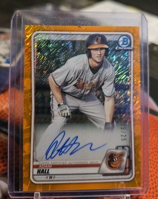 Adam Hall 2020 Bowman Chrome Prospect Auto Orange Shimmer /25
