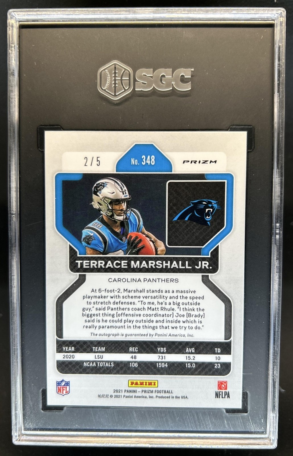2021 Panini Prizm Terrace Marshall Jr. Rookie Auto RC Gold Vinyl #/5 SGC 8.5 10 view 2