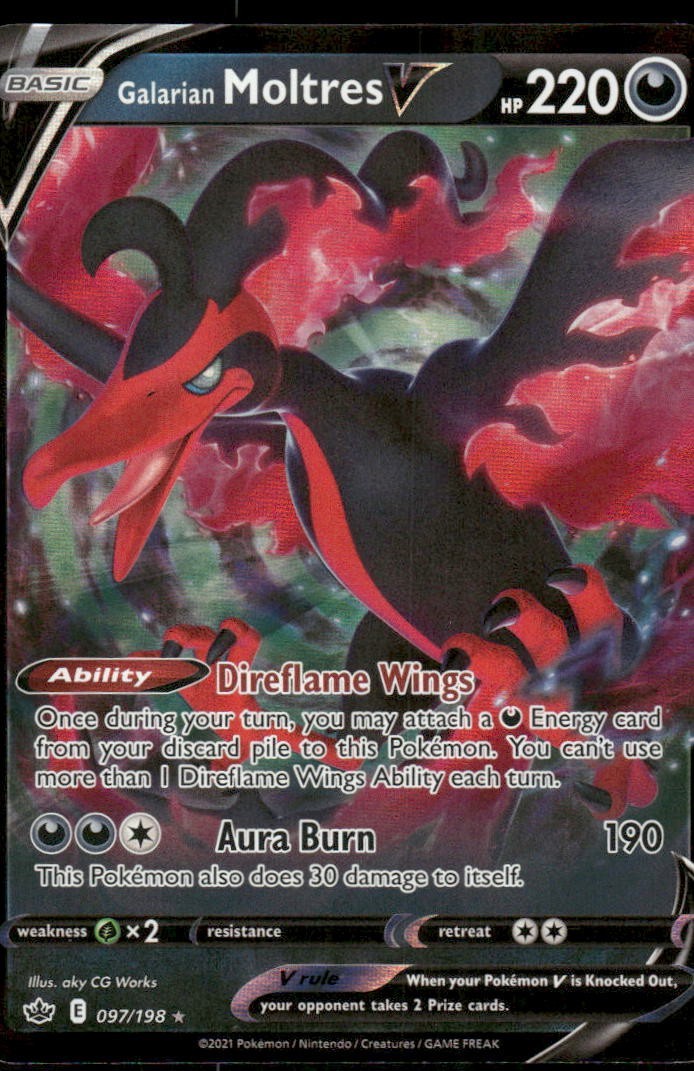 Pokemon Tcg Galarian Moltres V #97 Pokemon Chilling Reign NM