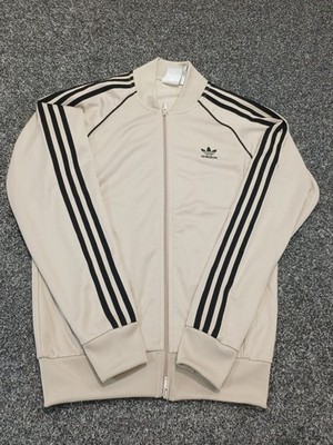 Adidas Originals Adicolor Track Jacket Mens S Beige Black Stripes Full Zip SST
