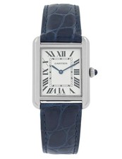 Cartier Tank Solo 3170 WSTA0030 Silver Dial Blue Strap 24MM Ladies Quartz Papers